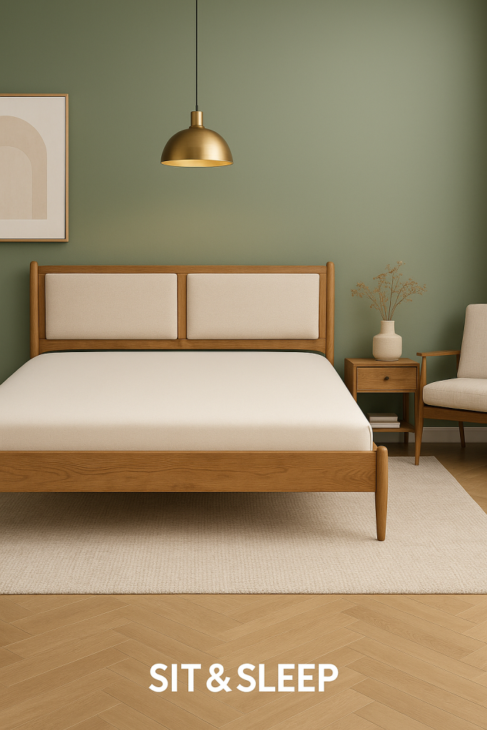 מיטה זוגית מעץ אלון דגם טורונטו סגנון נורדי